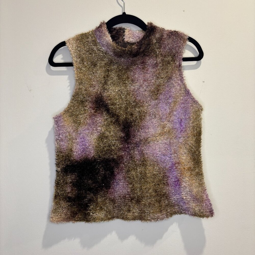 Vintage Unique Wool Blend Sleeveless Sweater Tank Made in Canada Size Large